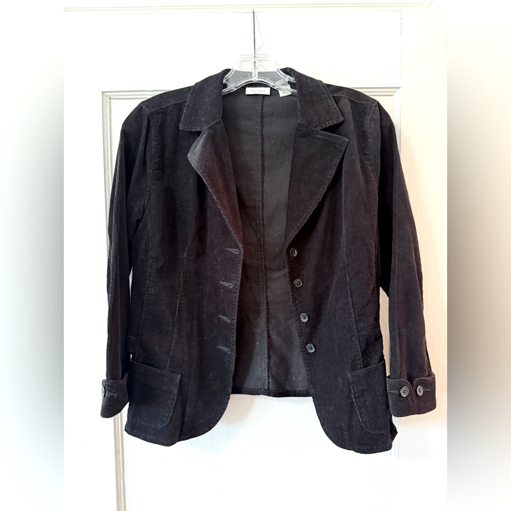 Nordstrom | Halogen Black 100% Cotton Corduroy Button Front Blazer Jacket - Sz M